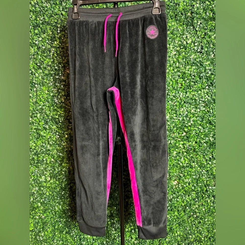 Converse All-Star Girl's Black Joggers Velour Sweatpants Size Large